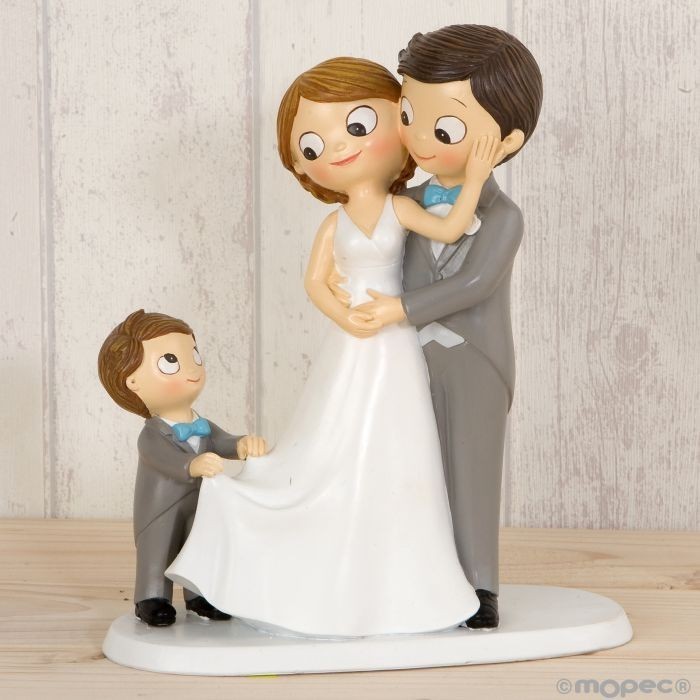 Cake topper sposi con bambino
