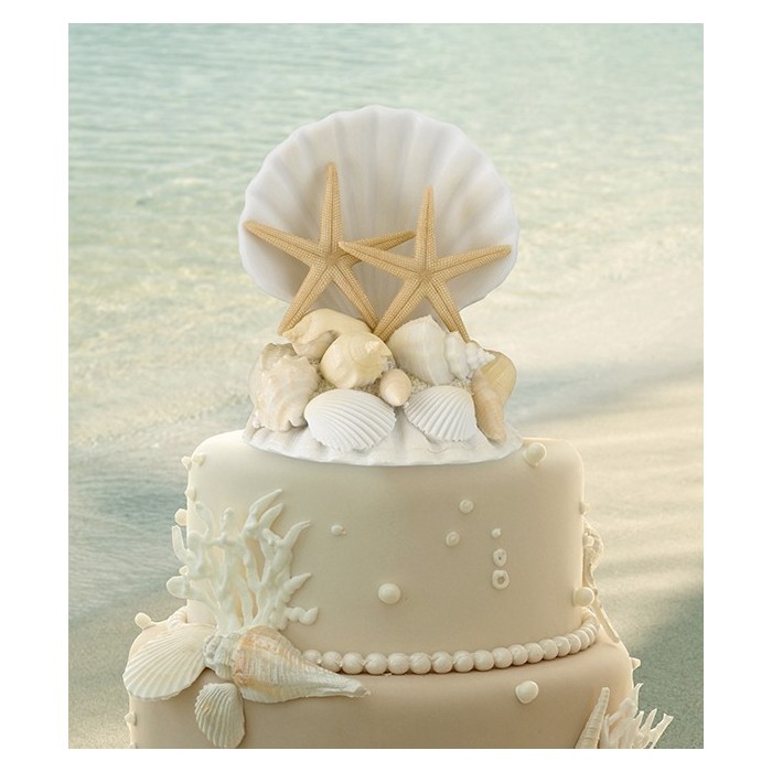 Cake topper conchiglia con stelle marine