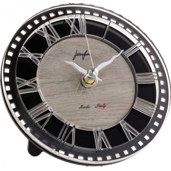 Orologio in legno e plexiglass 2 strati trasparente e nero 13x13 cm