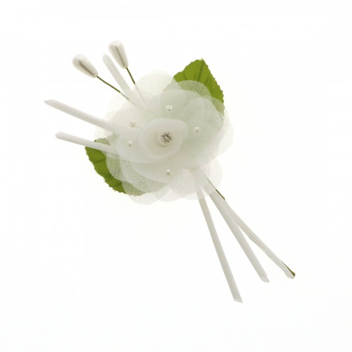 Fiore perla ramo 13 cm colore BIANCO