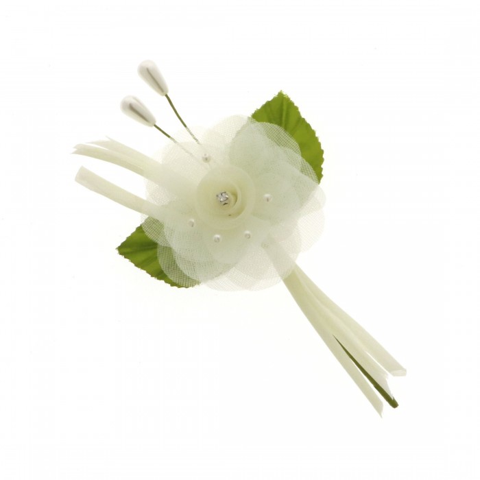 Fiore perla ramo 13 cm colore CREMA