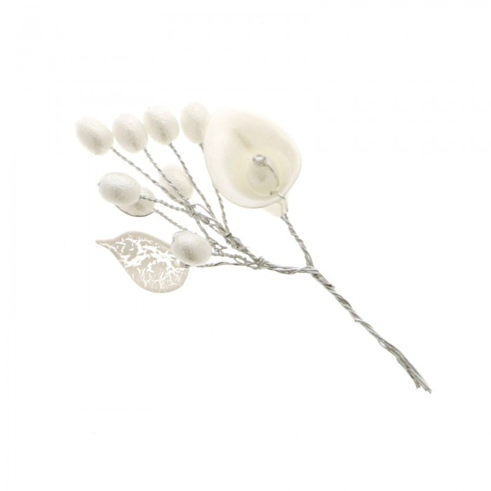 Fiore CALLA preziosa ramo cm 9 con perle