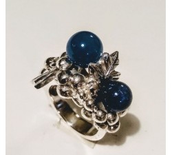 Anello in argento 925 con pietra naturale agata blu