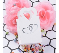 BUONDAC 100 pz Scatole Portaconfetti Bianco Bomboniere Carta con Manico Cuore Scatoline Regalo Decorazioni per Festa Matrimonio