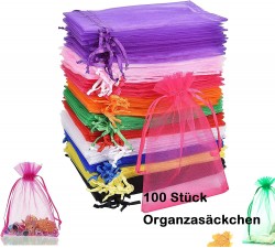 CareHabi Organzabeutel Bunt- 100 sacchetti in organza, 10 x 15 cm, sacchetto regalo in organza, sacchetti per gioielli,