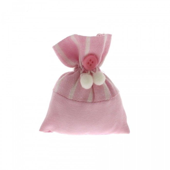 Sacchettino bag rosa a righe bianco cm 8x10