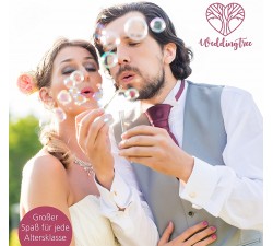 WeddingTree Bolle di Sapone per Matrimonio 48 Flaconcini con Manico a Cuore | Idea Originale per Compleanno, Fidanzamento, San