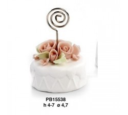 SEGNAPOSTO TORTA/BOUQ.ROSE ROSA/CLIP 7 CM.PORCELLANA PB15538 Porcellana e Ceramica 3,36 €