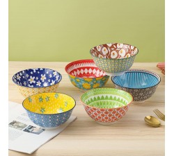 Ciotola Colazione Cereali Ciotole Ceramica - Set di 6 Scodelle Zuppa Cucina Colorate 700 ml - Scodella Porcellana per Insalata |