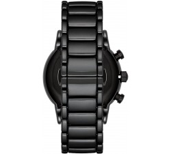 Armani Exchange Orologio Uomo, Cronografo Plant, cassa in acciaio inossidabile nero 44 mm con cinturino in pelle ecologica,