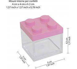 Omada Design set 48pz scatoline mattoncino in plastica trasparente con  tappo colorato, 5x5x5 cm, 100% made in Italy : .it