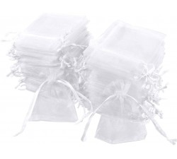 CareHabi Organzasäckchen 100 sacchetti in organza, 7 x 9 cm, sacchetto regalo in organza, sacchetto per gioielli, sacchetti per