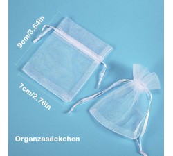 CareHabi Organzasäckchen 100 sacchetti in organza, 7 x 9 cm, sacchetto regalo in organza, sacchetto per gioielli, sacchetti per