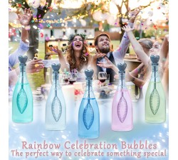 KreativeKraft Bolle di Sapone Matrimonio con Liquido, Torta Nuziale, Bottiglia, Flaconcini Cuore, 20-40 Pezzi(Rainbow Bottles)