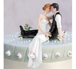 YUMILI Topper Decorativo per Torta Nuziale in Ceramica - Resina Artificiale Coppia di sposi così Innamorati, Coppia Che Si bacia